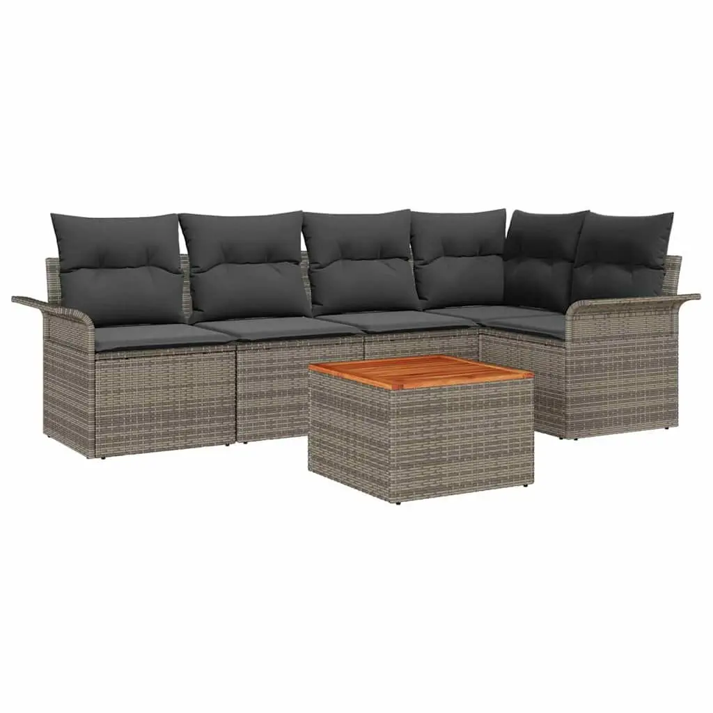 6-Piece Modular Garden Sofa Set in Grey Rattan
