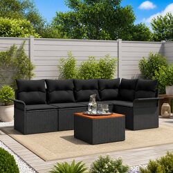 Modular 6-Piece Garden Sofa Set in Black Poly Rattan