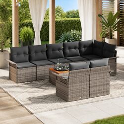 Stylish 9-Piece Modular Garden Sofa Set in Grey