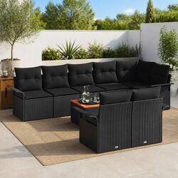 Stylish Modular Garden Sofa Set 9 pcs Poly Rattan Grey