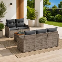 Premium 6-Piece Modular Garden Sofa Set in Grey