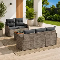 Premium 6-Piece Modular Garden Sofa Set in Grey