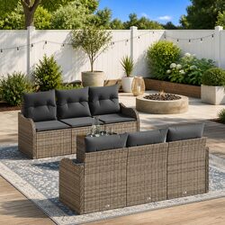 High-Quality 7-Piece Modular Garden Sofa Set in Grey