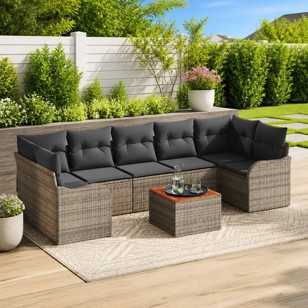 8-Piece Modular Outdoor Sofa Set in Grey Rattan