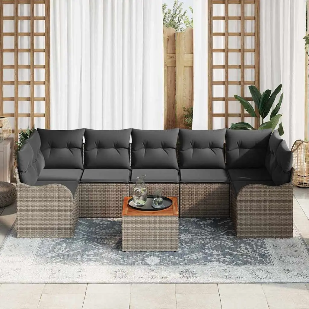 8-Piece Modular Outdoor Sofa Set in Grey Rattan