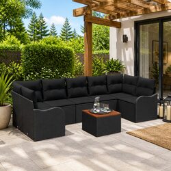 Stylish 8-Piece Black Modular Garden Sofa Set