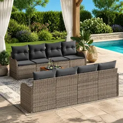 Durable 9 Piece Modular Garden Sofa Set with Acacia Wood