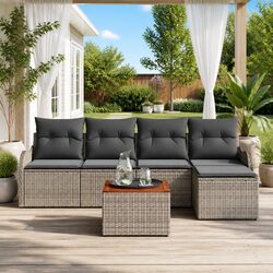Grey Modular Outdoor Sofa Set for Garden Spaces