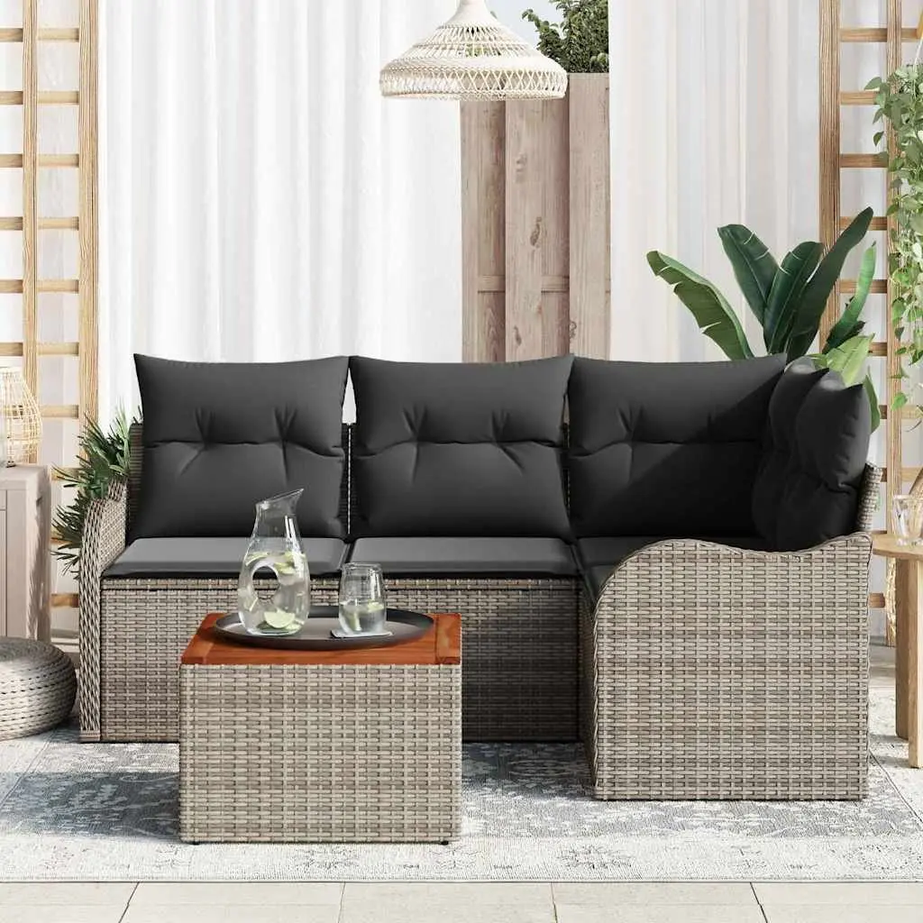 Modular 5-Piece Garden Sofa Set in Grey Poly Rattan
