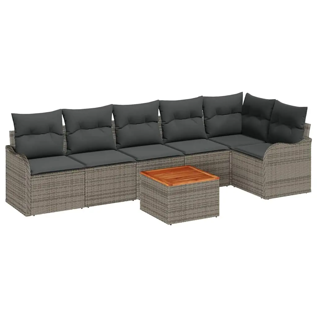 Modular 7-Piece Garden Sofa Set in Grey Rattan