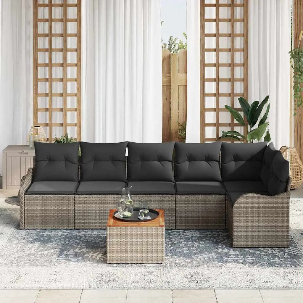 Modular 7-Piece Garden Sofa Set in Grey Rattan