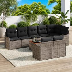 Durable 9-Piece Grey Poly Rattan Modular Garden Sofa Set