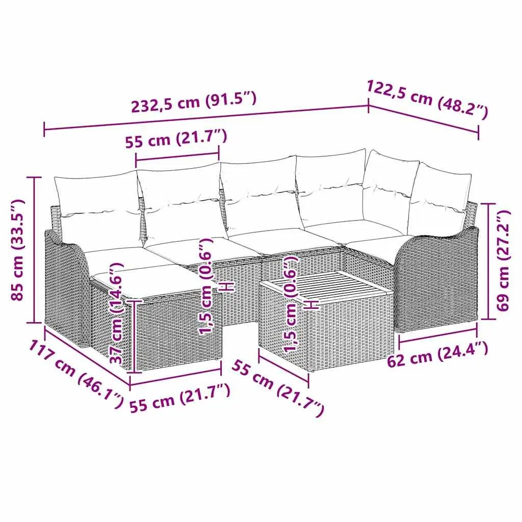 7 Piece Modular Garden Sofa Set for Outdoor Living