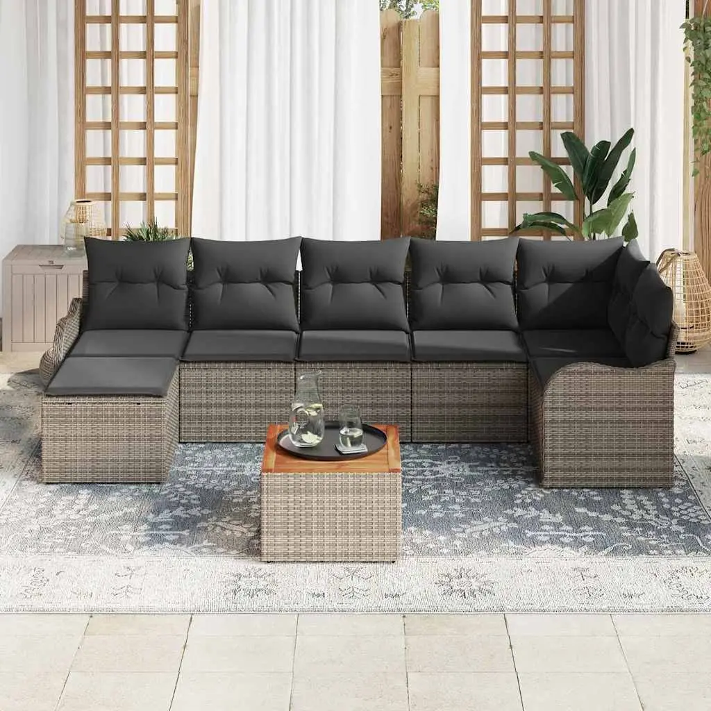 Grey Poly Rattan 8 Piece Modular Garden Sofa Set