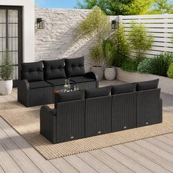 Premium 8-Piece Modular Garden Sofa Set in Black