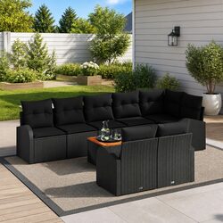 Modular 9 Piece Outdoor Garden Sofa Set in Black Poly