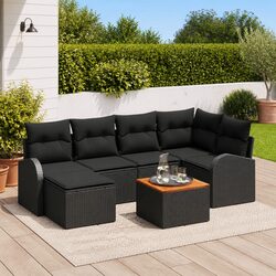 7-Piece Modular Garden Sofa Set with Black Poly Rattan