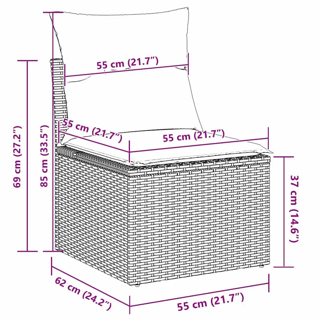 6-Piece Grey Poly Rattan Garden Sofa Set