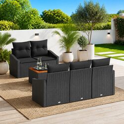 Premium 6-Piece Modular Outdoor Sofa Set in Black