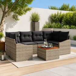7 Piece Grey Poly Rattan Outdoor Garden Sofa Set