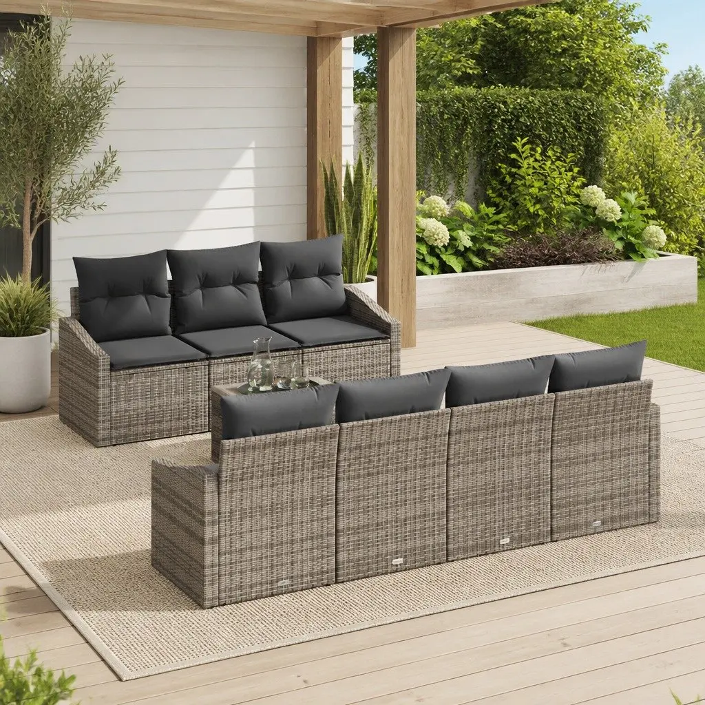 8-Piece Grey Modular Garden Sofa Set