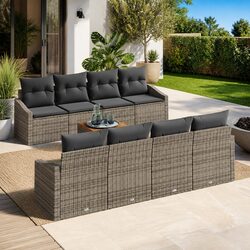 Stylish 9-Piece Grey Poly Rattan Modular Garden Sofa Set
