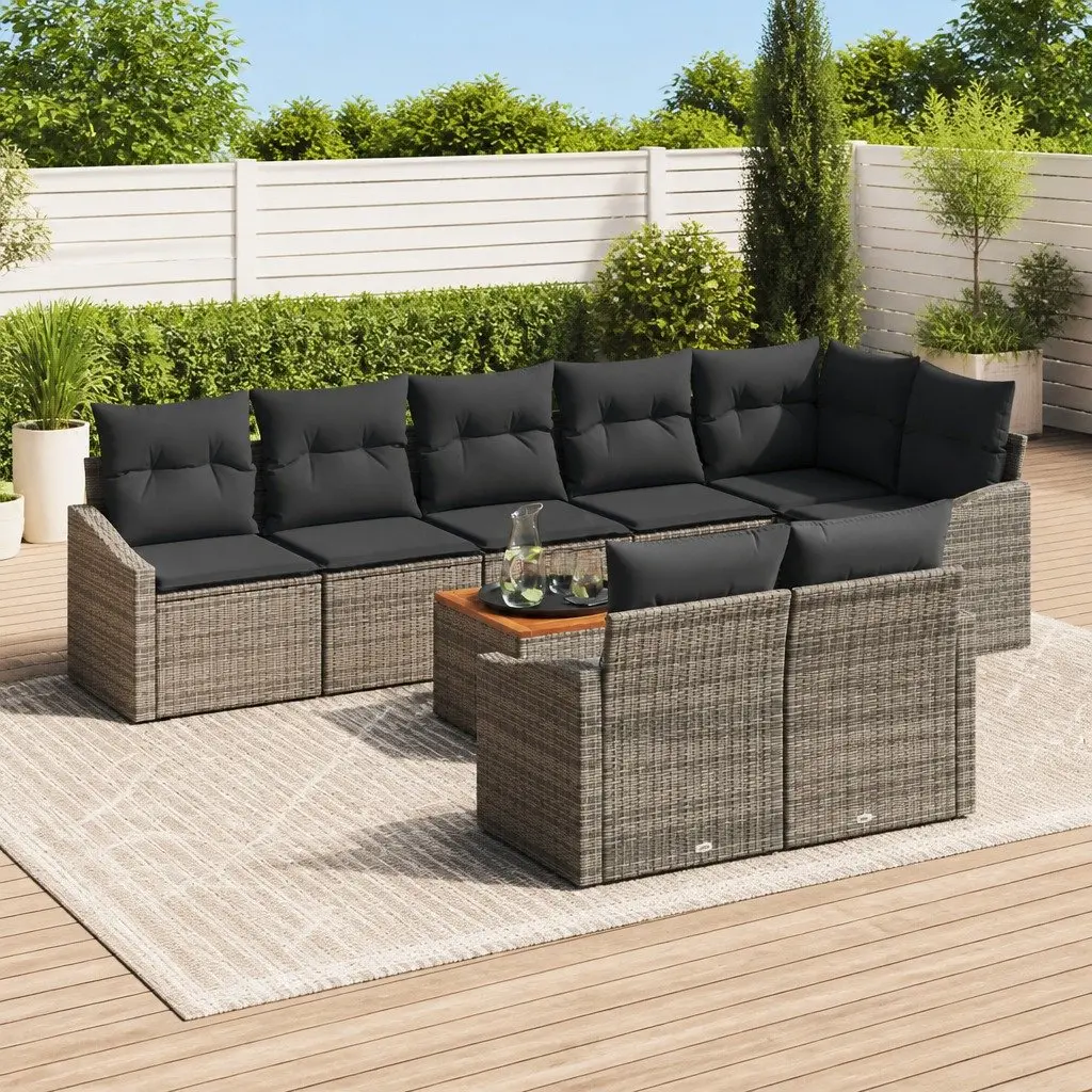 9-Piece Grey Modular Garden Sofa Set