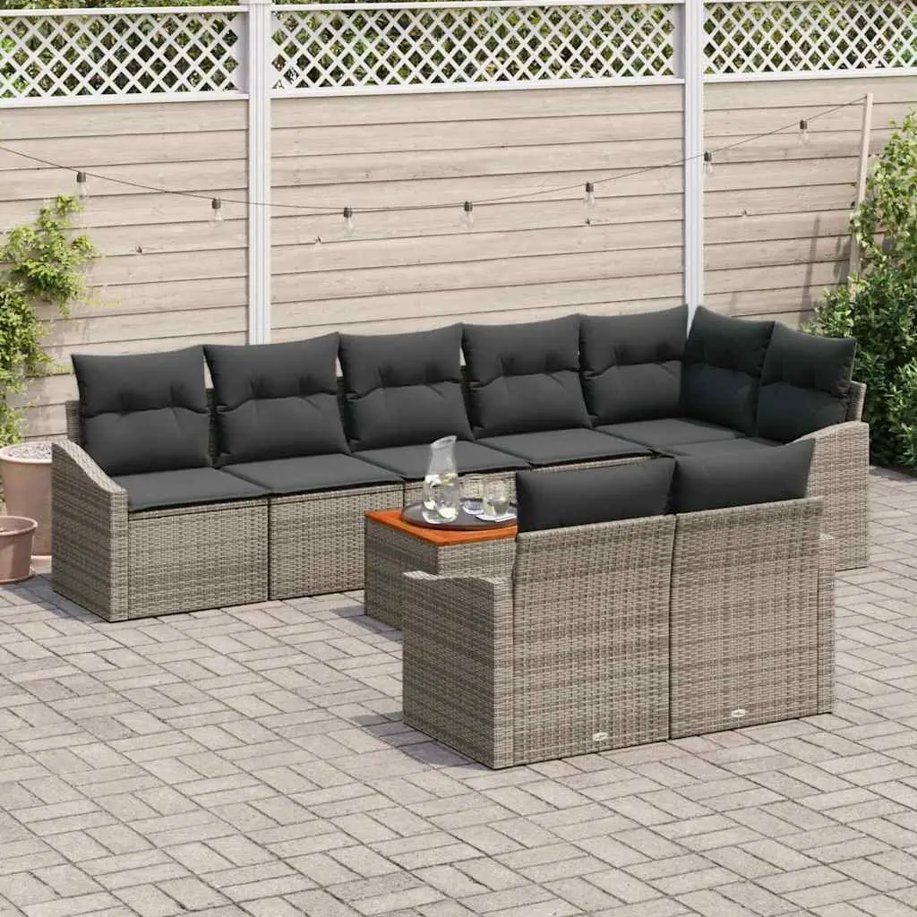 9-Piece Grey Modular Garden Sofa Set