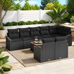 Stylish 9-Piece Modular Garden Sofa Set in Black