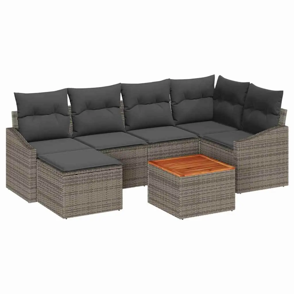 7 Piece Grey Modular Garden Sofa Set with Cushions