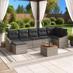 8-Piece Outdoor Modular Garden Sofa Set in Grey