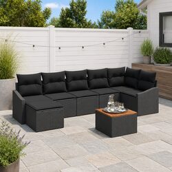Durable 8-Piece Modular Garden Sofa Set in Black