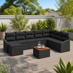 Premium 9-Piece Modular Garden Sofa Set in Black
