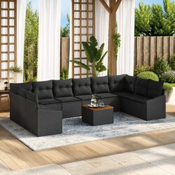 Premium Modular 11-Piece Garden Sofa Set in Black Rattan