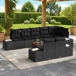 Durable Black Poly Rattan 9 Piece Modular Garden Sofa Set