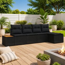 Premium 5-Piece Modular Garden Sofa Set in Black