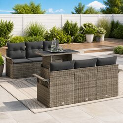 7-Piece Outdoor Garden Sofa Set with Adjustable Table