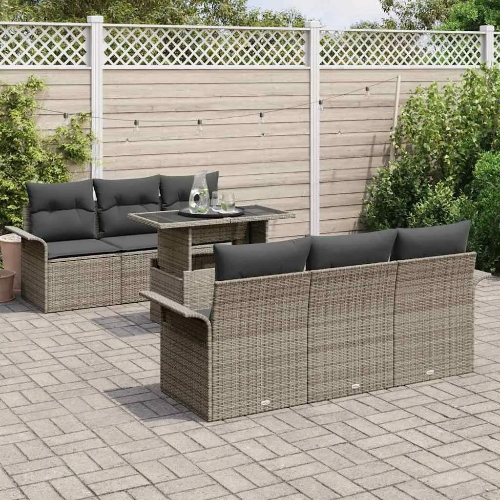 7-Piece Outdoor Garden Sofa Set with Adjustable Table