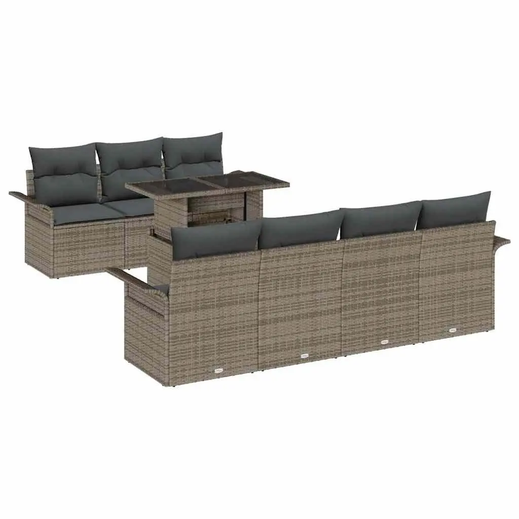 Garden Sofa Set Modular Outdoor Seating 8 Piece Patio Furniture Light Grey