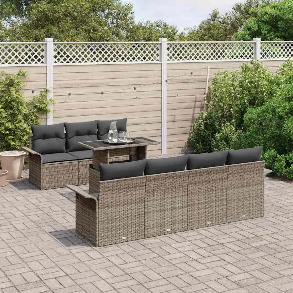 Garden Sofa Set Modular Outdoor Seating 8 Piece Patio Furniture Light Grey