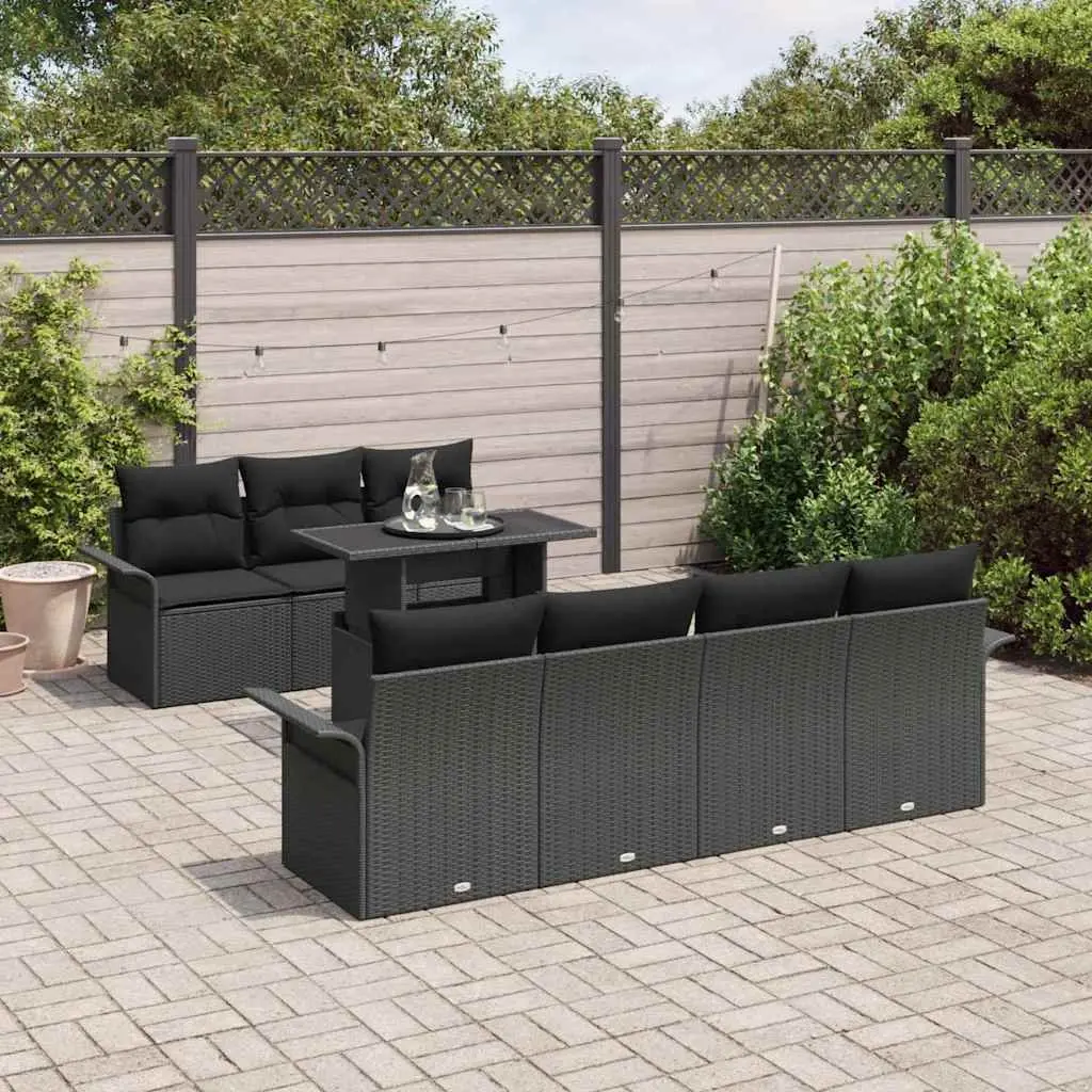 Garden Sofa Set Poly Rattan 8 Pieces Black