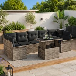 8-Piece Modular Garden Sofa Set in Light Grey