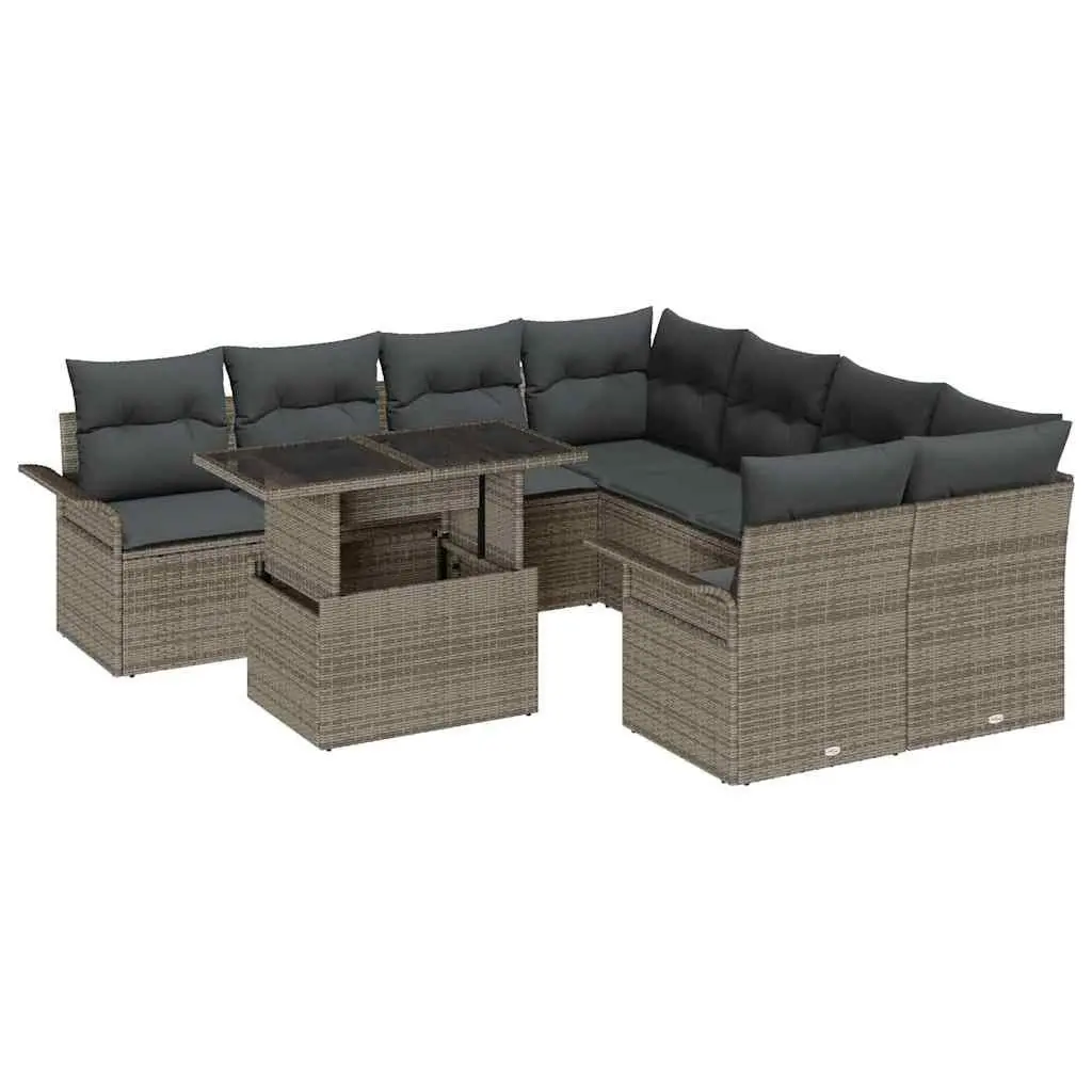 Modular Garden Sofa Set 9 Pieces Grey