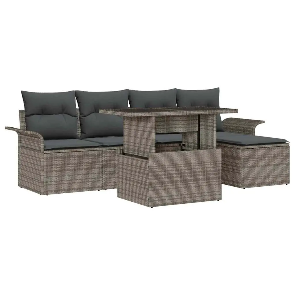 Light Grey 6-Piece Modular Garden Sofa Set with Cushions