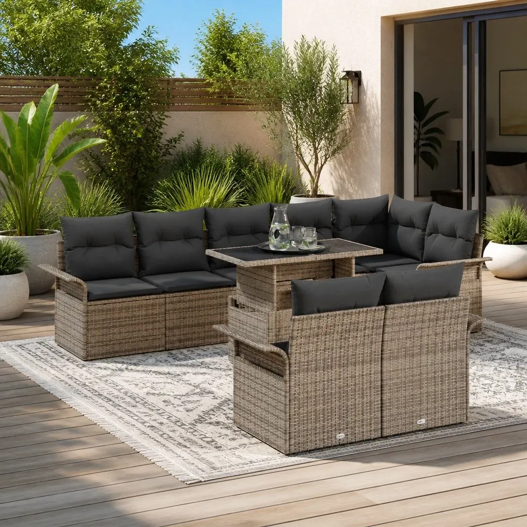 9-Piece Outdoor Garden Sofa Set with Cushions