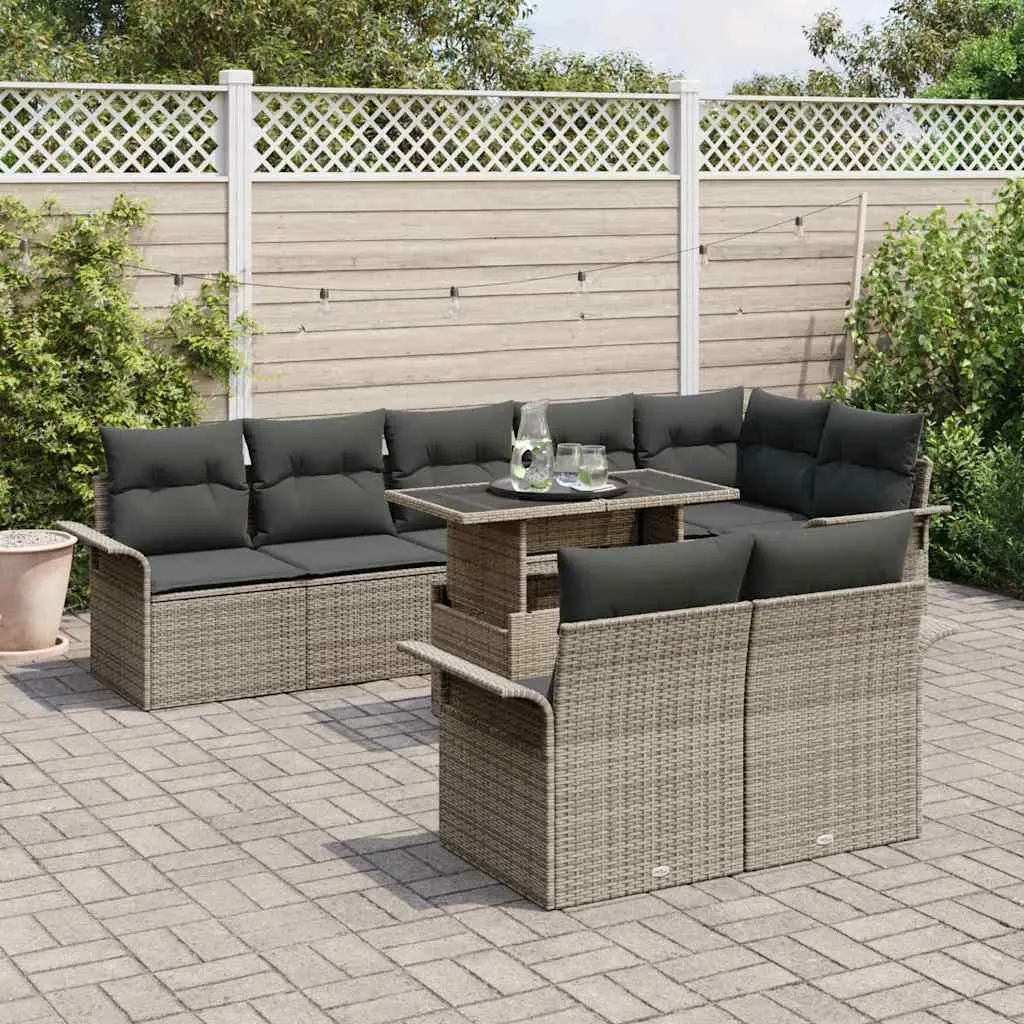 9-Piece Outdoor Garden Sofa Set with Cushions