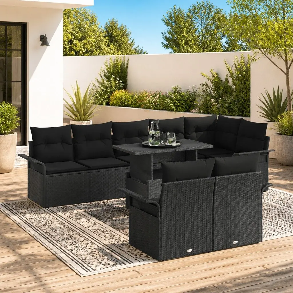 9 Piece Modular Outdoor Sofa Set with Cushions