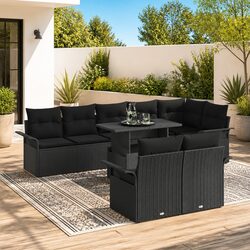 High-Quality 9 Piece Modular Outdoor Sofa Set with Cushions