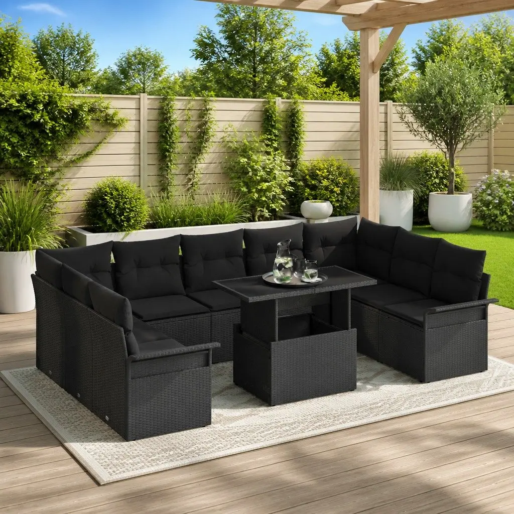 Outdoor Modular Sofa Set for 10, Durable Poly Rattan