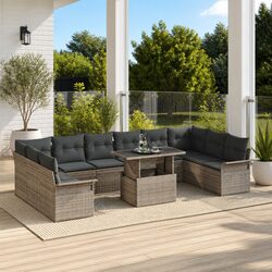 Modular Garden Sofa Set 11 Piece Outdoor Furniture Grey